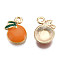 Alloy Enamel Pendants, Cadmium Free & Lead Free, Orange, Light Gold, Dark Orange, 16x12x4mm, Hole: 2mm