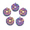Rack Plating Rainbow Color Alloy Pendant Cabochon Settings, Cadmium Free & Nickel Free & Lead Free, Flat Round, Tray: 5mm, 24x21x2.5mm, Hole: 2mm