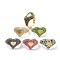 Heart Bling Jewelry for Teen Girl Women Gift, Real 18K Gold Plated Brass Open Cuff Rings, Round Cut Cubic Zirconia Wide Band Rings, Mixed Color, US Size 8 1/2(18.5mm)
