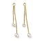 Brass ABS Plastic Pearl Pendants, Chain Charms, Cadmium Free & Nickel Free & Lead Free, Real 18K Gold Plated, 35x5x4mm, Hole: 1.6mm