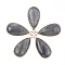 Natural Labradorite Pendants, with Brass Findings, teardrop, Golden, 33x16~16.5x6mm, Hole: 2mm