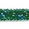 Transparent Electroplate Glass Beads Strands, AB Color Plated, Faceted, Bicone, Teal, 4x4mm, Hole: 0.8mm, about 80~85pcs/strand, 30~32cm