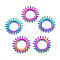 Rack Plating Rainbow Color Alloy Linking Rings, Cadmium Free & Nickel Free & Lead Free, Gear, 25x1mm, Inner Diameter: 13.5mm