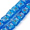 Handmade Lampwork Beads Strands, Hand Drawn Beads, with Enamel, Square with Snowman Pattern, Dodger Blue, 14x14.5~15.5x6mm, Hole: 1.6mm, about 25pcs/strand, 14.25 inch(36.2cm)