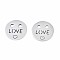 Non-Tarnish 201 Stainless Steel Pendants, Flat Round with Word & Heart, Stainless Steel Color, 18x1mm, Hole: 2mm