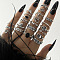 22Pcs Alloy Enamel Finger Cuff Rings Sets, Mixed Shape, Antique Silver, 16~18mm