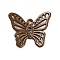 Alloy Pendants, Butterfly Charms, Coconut Brown, 16.5x19.5x2.5mm, Hole: 1.4mm