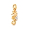 Brass Micro Pave Cubic Zirconia Pendants, Sea Animals, Real 18K Gold Plated, Sea Horse, 29.5mm
