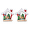 Christmas Theme Single-Sided Printed Wood Big Pendants, House with Reindeer/Stag, Colorful, 109x105x2.5mm, Hole: 3mm