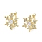 Rack Plating Brass Micro Pave Cubic Zirconia Clip-on Ring, Cadmium Free & Lead Free, Long-Lasting Plated, Snowflake, Real 18K Gold Plated, 18.5x14.5x16mm