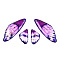 Transparent Resin Wing Earrings Pendants, Wings Charms, Dark Violet, 39x15x3mm, Hole: 1.2mm, Small wings: 11x19.5x3mm