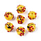 Handmade Lampwork Enamel Beads, Round with Flower, Gold, 16.5~19mm, Hole: 1.6mm