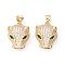 Brass Micro Pave Cubic Zirconia Pendants, Long-Lasting Plated, Cadmium Free & Lead Free, Leopard, Real 18K Gold Plated, 22x13x7.5mm, Hole: 4x3mm