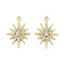 Alloy Crystal Rhinestone Pendants, Sun Charms, Golden, 28.5x21x3mm, Hole: 1.6mm