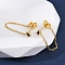 Real 18K Gold Plated 925 Sterling Silver Chains Front Back Stud Earrings, with Rectangle Cubic Zirconia, Black, 48x4mm