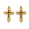 Ion Plating(IP) 304 Stainless Steel Black Enamel Pendants, Cross Charm, Real 18K Gold Plated, 19x12.5x1.5mm, Hole: 1mm