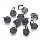 304 Stainless Steel Charms, Stamping Blank Tag, with Jump Rings, Flat Round, Electrophoresis Black, 6x0.7mm, Hole: 3.5mm