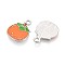 Fruit Alloy Enamel Charms, Tangerine, Platinum, Dark Orange, 15.5x12x1mm, Hole: 1.5mm