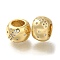 Brass Micro Pave Cubic Zirconia Beads, Lead Free & Cadmium Free, Long-Lasting Plated, Round, Real 18K Gold Plated, 14.5x10mm, Hole: 7.5mm