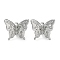 Rack Plating Brass Clear Cubic Zirconia Pendants, Long-Lasting Plated, Cadmium Free & Lead Free, with Jump Rings, Butterfly, Platinum, 13x14x9.5mm, Hole: 3mm
