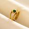 304 Stainless Steel Sun Cuff Rings, Love Design Glass Open Ring for Women Men