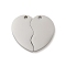 Non-Tarnish 304 Stainless Steel Split Pendants, Laser Cut, Heart Charm, Stainless Steel Color, 20x22.5x1.5mm, Hole: 1.4mm
