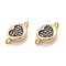Brass Micro Pave Clear Cubic Zirconia Beads Links Connectors, Long-Lasting Plated, Flat Round with Heart, Real 18K Gold Plated, 13x8x3mm, Hole: 1.4mm