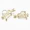 Brass Micro Pave Clear Cubic Zirconia Brooch Findings, with Peg Bails Pendants, For Half Drilled Beads, Heart with 520, Nickel Free, Real 18K Gold Plated, 36x43mm
