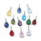 Brass Charms, Teardrop, with Micro Pave Cubic Zirconia and Crystal Zirconium, Cadmium Free & Lead Free, Platinum, 14x6x5mm, Hole: 2.5x4mm