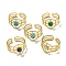 Ion Plating(IP) 304 Stainless Steel Open Cuff Rings, Synthetic Malachite & Turquoise Round Finger Rings for Women Men, Real 18K Gold Plated, Adjustable
