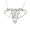 Non-Tarnish 201 Stainless Steel Origami Pendant Necklaces, with Cable Chains, Elephant, Stainless Steel Color, 17.7 inch(45cm), 2mm, Elephant: 33x47x1mm