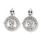 Brass Micro Pave Cubic Zirconia Pendants, Cadmium Free & Nickel Free & Lead Free, with Shell, Flat Round with Women Charms, Platinum, 18.5x17x3mm, Hole: 1.6mm