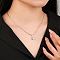 925 Sterling Silver Pave Cubic Zirconia Birthstone Heart Pendant Necklaces for Women, Silver Color Plated, Pearl Pink, 15.75 inch(40cm)