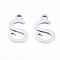 Non-Tarnish 201 Stainless Steel Charms, Laser Cut, Alphabet, Stainless Steel Color, Letter.S, 12x7x1mm, Hole: 1.4mm