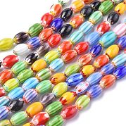 Овальная ручной Millefiori бисер пряди LK-R004-38