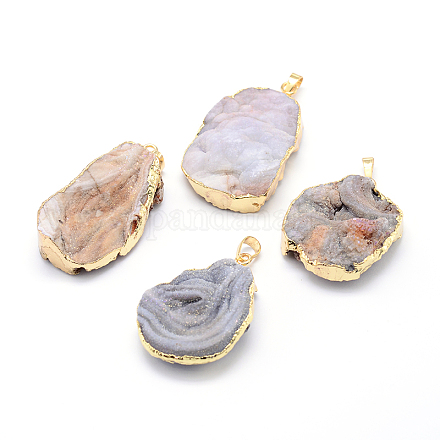 Естественно drusy агат самородки подвески G-P089-02-1