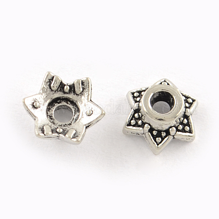 6 -petal тибетском стиле сплава крышки шарика X-TIBEP-R304-117AS-LF-1