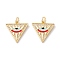 Brass Micro Pave Cubic Zirconia Pendants, with Jump Rings and Enamel, Cadmium Free & Lead Free, Real 18K Gold Plated, Long-Lasting Plated, Triangle with Eye, Red, 17x17x2mm, Hole: 3mm