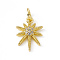 Brass Micro Pave Cubic Zirconia Charms, with Jump Ring, Cadmium Free & Lead Free, Sparkling Star Charms, Real 18K Gold Plated, 14x10x2mm, Hole: 3mm