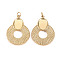 304 Stainless Steel Pendant Cabochon Settings, with Jump Rings, Real 14K Gold Plated, Tray: 8x6mm, 23.5x17x2mm, Jump Ring: 3.8x0.5mm, 2.8mm inner diameter