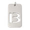 304 Stainless Steel Pendants, with Jump Ring, Rectangle with Hollow Letter Charm, Anti-Tarnish, Laser Cut, Letter B, 49.5x28x1.5mm, Hole: 6.5mm