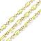 Enamel Oval Link Chains, with Real 18K Gold Plated Brass Findings, Soldered, with Spool, Yellow Green, 4x7x1mm