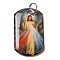 Rectangle Epoxy Resin Pendants, Religion Charms with Platinum Plated Aluminum Jump Rings, Jesus, 40x23.5x3mm, Hole: 7mm