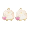 Alloy Enamel Pendants, for DIY Accessories, Penguin with Strawberry, Light Gold, Lead Free & Cadmium Free, Pink, 24x20x1.5mm, Hole: 2mm