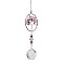 K9 Crystal Glass Big Pendant Decorations, Hanging Sun Catchers, with Amethyst Chip Beads, Oval with Tree of Life, Indigo, 380mm