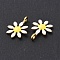 Ion Plating(IP) 304 Stainless Steel Charms, with Enamel, Golden, Flower, White, 10x7.5x2mm, Hole: 1mm