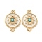 Alloy Enamel Links Connector Charms, Golden, Deep Sky Blue, Flat Round, 17.5x12x3.5mm, Hole: 1.5mm