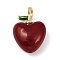 Brass Enamel Pendants, Apple, with ABS Imitation Pearl, Lead Free & Cadmium Free, Long-Lasting Plated, Rack Plating, Real 18K Gold Plated, Dark Red, 20x14x9mm, Hole: 4x2mm