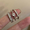 3Pcs 3 Styles Flat Round Brass Micro Pave Clear Cubic Zirconia Cuff Rings for Women, Platinum, Inner Diameter: Adjustable