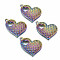Rainbow Color Alloy Pendants, Cadmium Free & Lead Free, Textured Heart, 19x25x3mm, Hole: 1.2mm